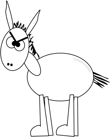 Simple Cartoon Donkey Coloring Page